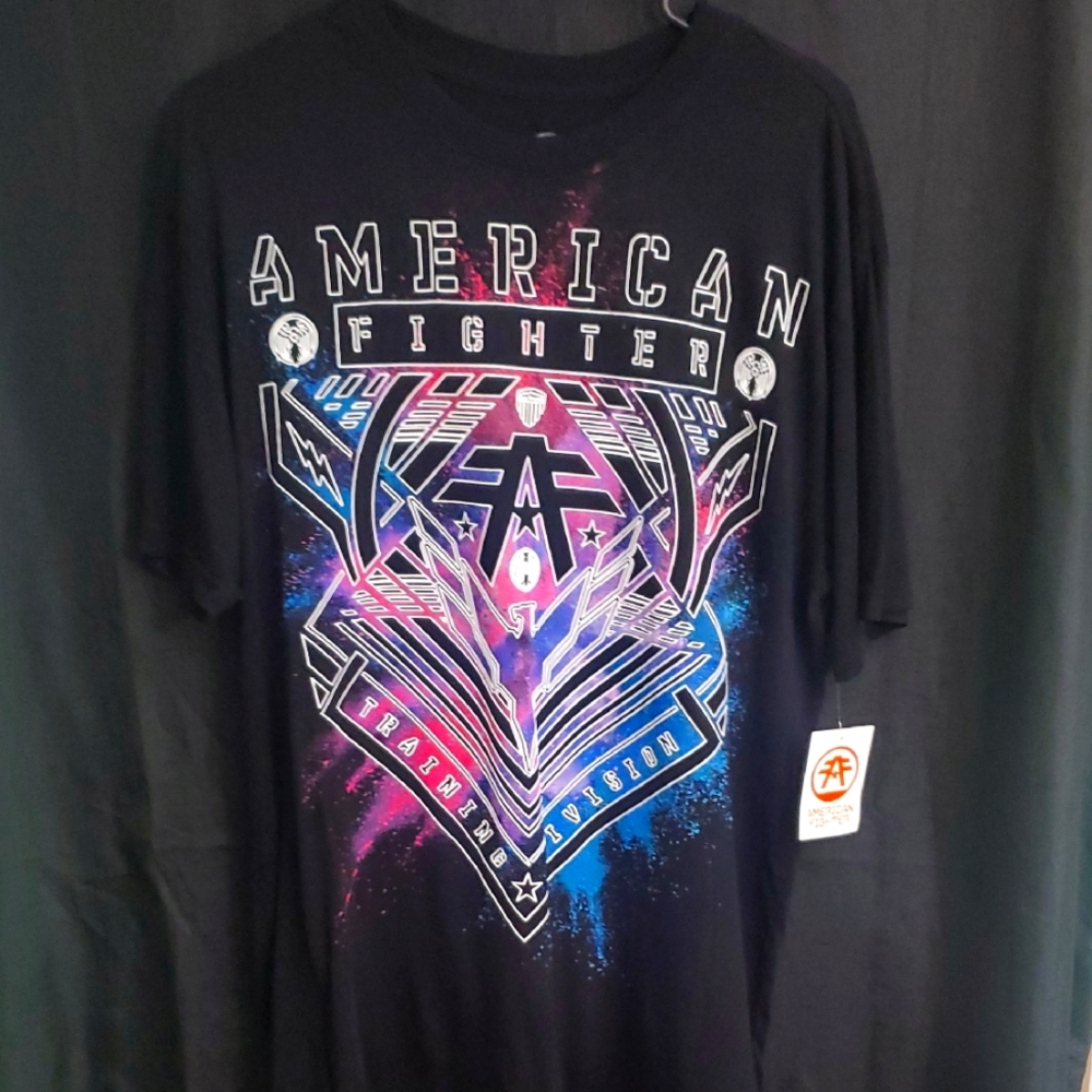 *NWT* Men's American Fighter Double Sided Graphic Tee--Black, Size L Shirt